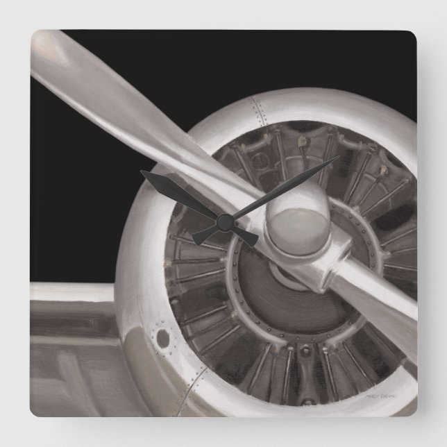Airplane Propeller Closeup Square Wall Clock (Front)