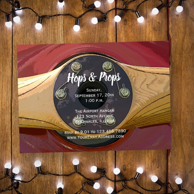 Airplane Propeller Hops and Props Hangar Party Invitation (Creator Uploaded)