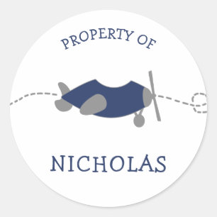 Airplane property of small name sticker