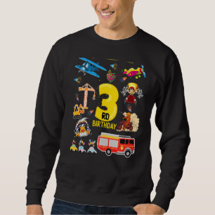 Airplane Race Car Construction 3 Year 3rd Birthday Sweatshirt