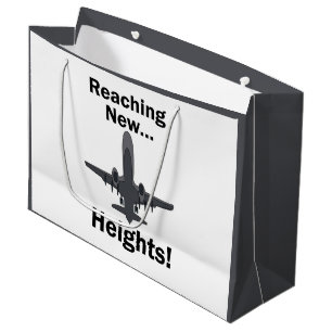 Airplane Reaching New Heights Inspirational Quote Large Gift Bag