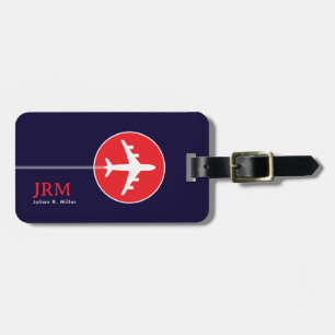 Airplane Red Blue Travel Jet Luggage Tag