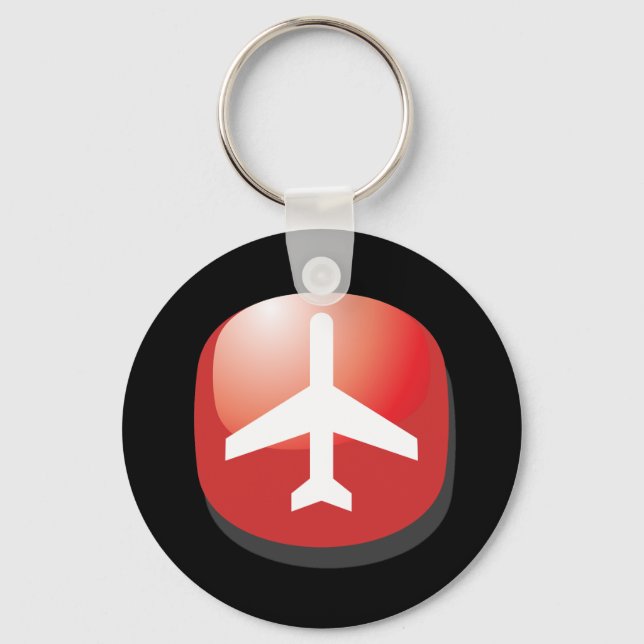 Airplane Red Easy Button Keychain (Front)