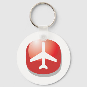 Airplane Red Easy Button Keychain