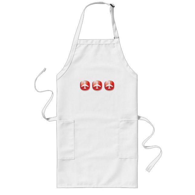 Airplane Red Easy Button Long Apron (Front)