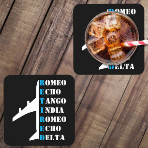 Airplane Retired Nato Phonetic Alphabet Aviation Coaster