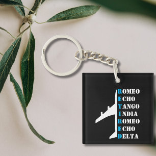 Airplane Retired Nato Phonetic Alphabet Aviation Keychain