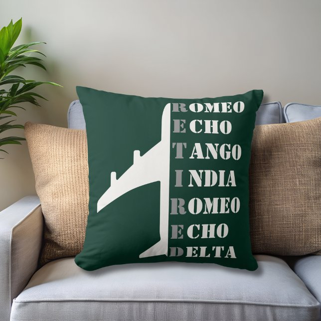 Airplane Retired Nato Phonetic Alphabet Aviation Throw Pillow (Creator Uploaded)