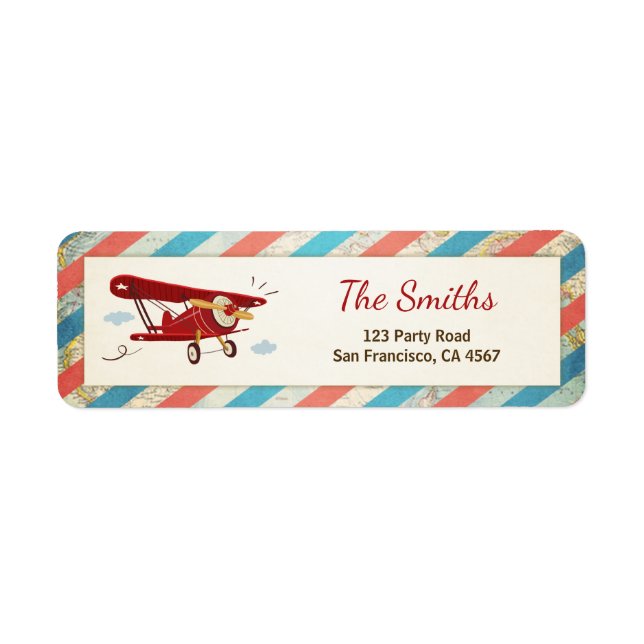 Airplane Return Address Label Plane Adventure (Front)