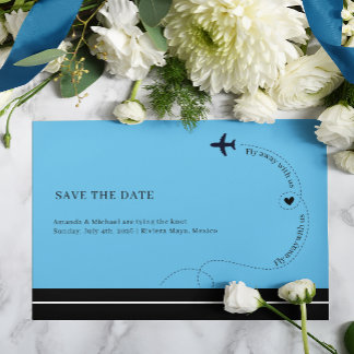 Airplane Route Destination Wedding Photo Announcement Postcard