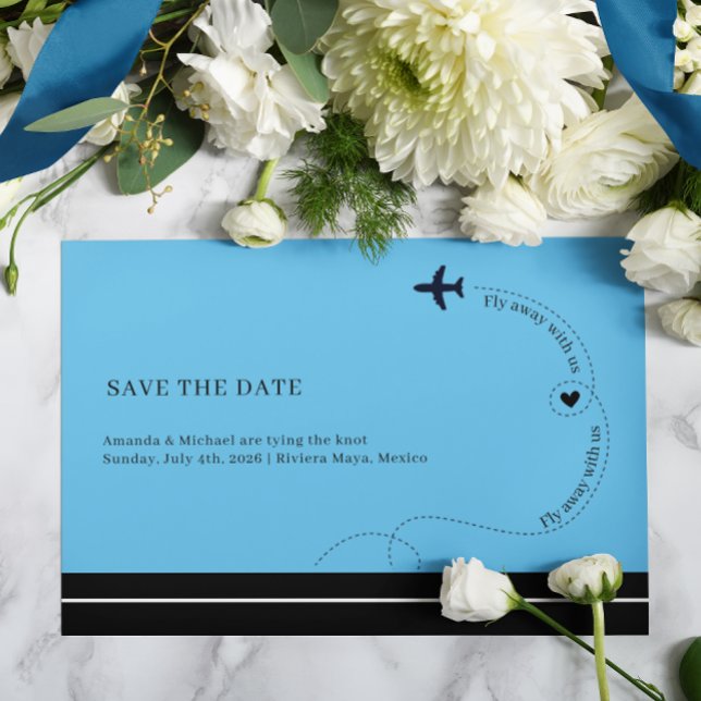 Airplane Route Destination Wedding Photo Announcement Postcard (Creator Uploaded)