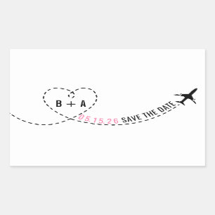 Airplane Route Monogram Wedding Date Personalized Sticker