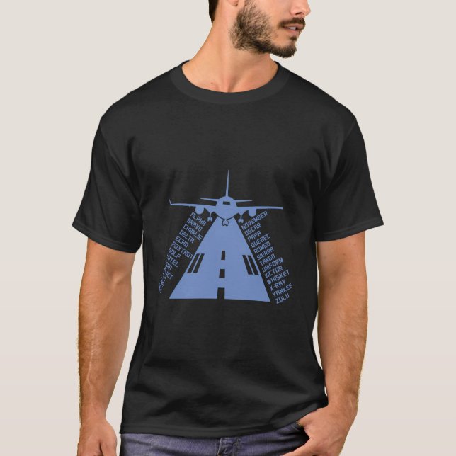 Airplane Runway Phonetic Alphabet Airplane Pilot F T-Shirt (Front)