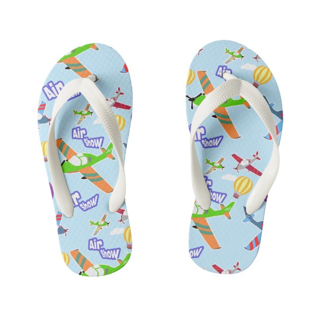 Airplane Show Blue Kid's Flip Flops (Footbed)