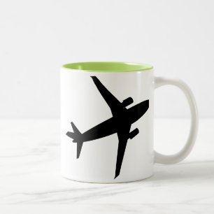 Airplane Silhouette; Cool Two-Tone Coffee Mug