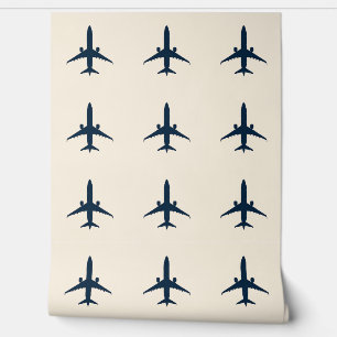 Airplane Silhouette in Off-White RAL 900 Wallpaper