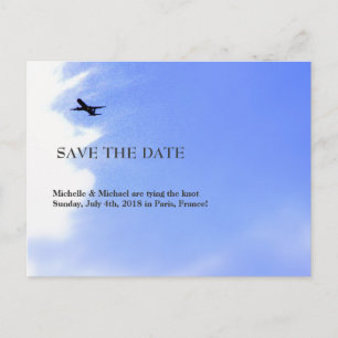 Airplane Sky Destination Save-the-Date Announcement Postcard