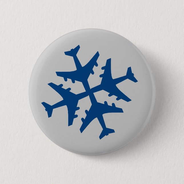 Airplane Snowflake 2 Inch Round Button (Front)