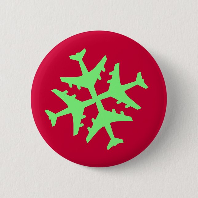 Airplane Snowflake 2 Inch Round Button (Front)