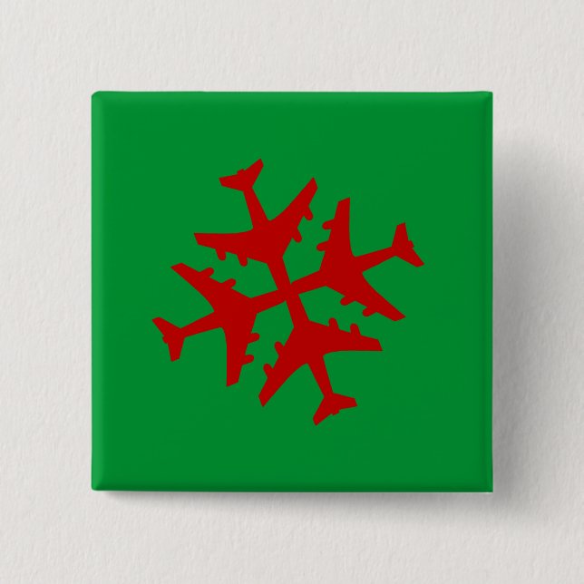 Airplane Snowflake 2 Inch Square Button (Front)