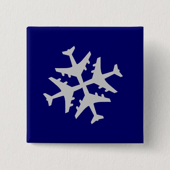 Airplane Snowflake 2 Inch Square Button (Front)