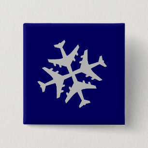 Airplane Snowflake 2 Inch Square Button