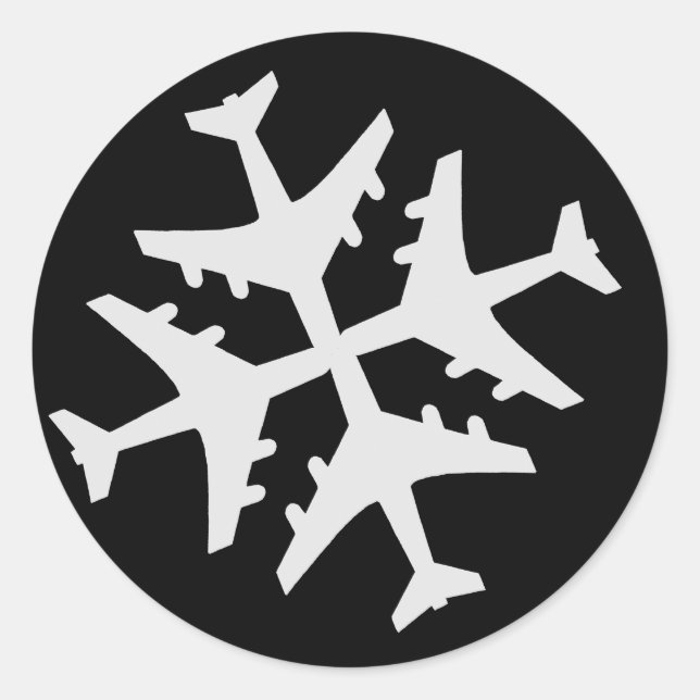 Airplane Snowflake Classic Round Sticker (Front)