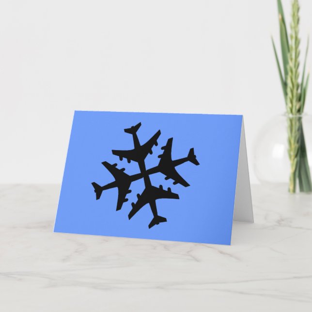 Airplane Snowflake Holiday Card (Front)