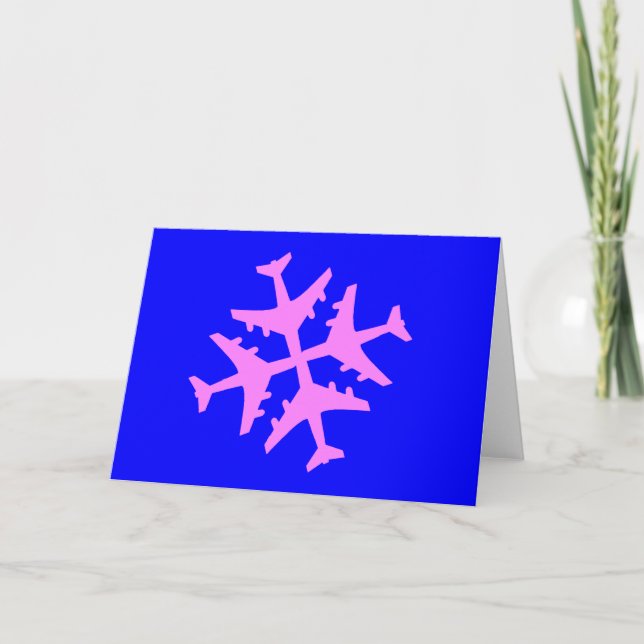 Airplane Snowflake Holiday Card (Front)