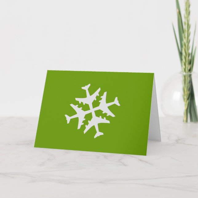 Airplane Snowflake Holiday Card (Front)