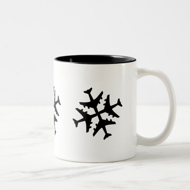 Airplane Snowflake Two-Tone Coffee Mug (Right)