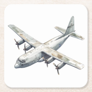 Airplane Square Paper Coaster