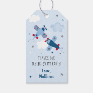 Airplane Stars Clouds Birthday Thank You Gift Tags