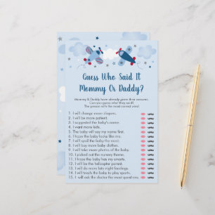 Airplane Stars Clouds Guess Who Said It Baby Game