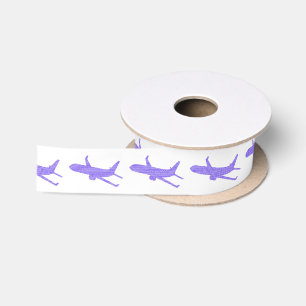 Airplane - strips - blue and white. satin ribbon