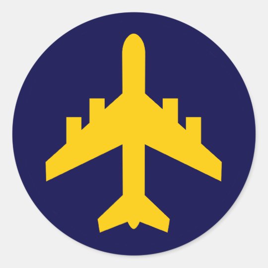 Airplane Symbol in Circle Classic Round Sticker