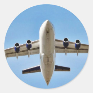 Airplane Takeoff High Classic Round Sticker