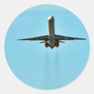 Airplane Taking Off On Airport Classic Round Sticker