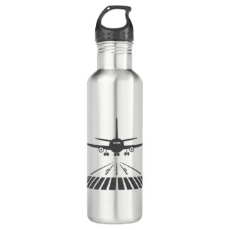 Airplane Taking Off Runway Illustration 710 Ml Water Bottle