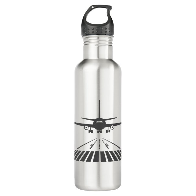 Airplane Taking Off Runway Illustration 710 Ml Water Bottle (Front)