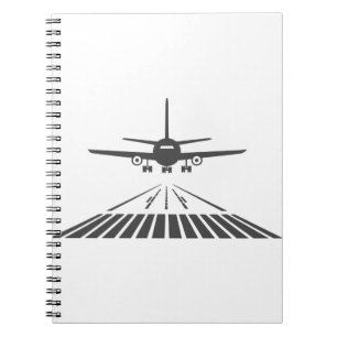 Airplane Taking Off Runway Illustration Notebook