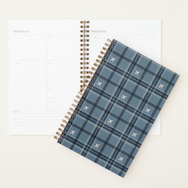 Airplane Tartan Plaid in Colonial Blue Planner (Display)