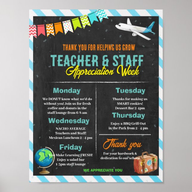 Airplane Teacher Staff Appreciation template Poster (Front)