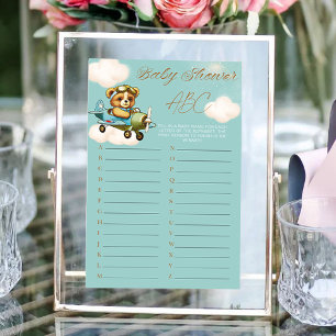 Airplane Teddy Bear Baby Shower Game ABC