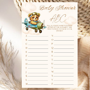 Airplane Teddy Bear Baby Shower Game ABC