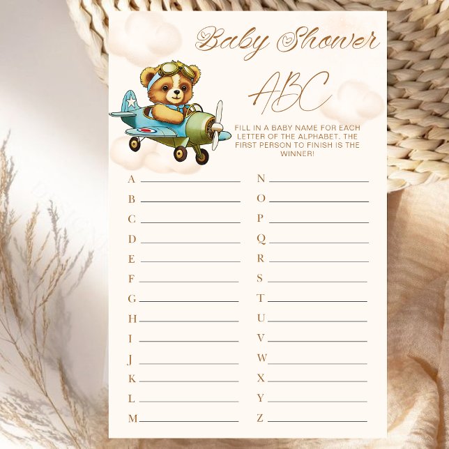 Airplane Teddy Bear Baby Shower Game ABC (Airplane Teddy Bear Baby Shower Game ABC)