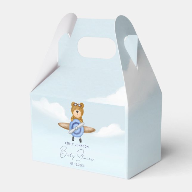 Airplane Teddy Bear  Favor Box (Front Side)