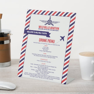 Airplane Themed Drink Menu - Aviation, Pilot Menu Pedestal Sign