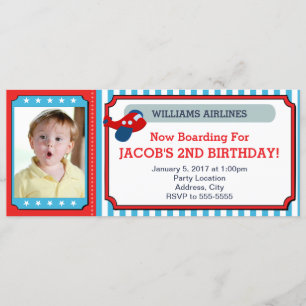 Airplane Ticket Birthday Invitation Photo Card