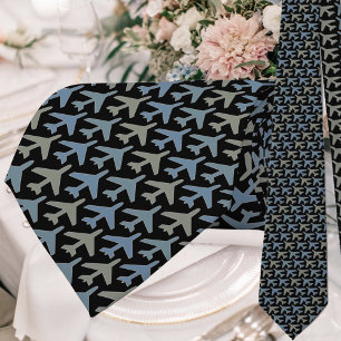 Airplane Tie Armani Grey on Black